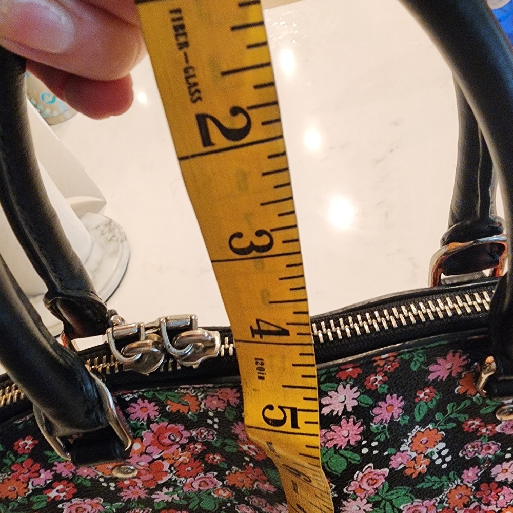 Coach Black Floral Dome Satchel with Pink Orange & Green Accents - Picture 7 of 15